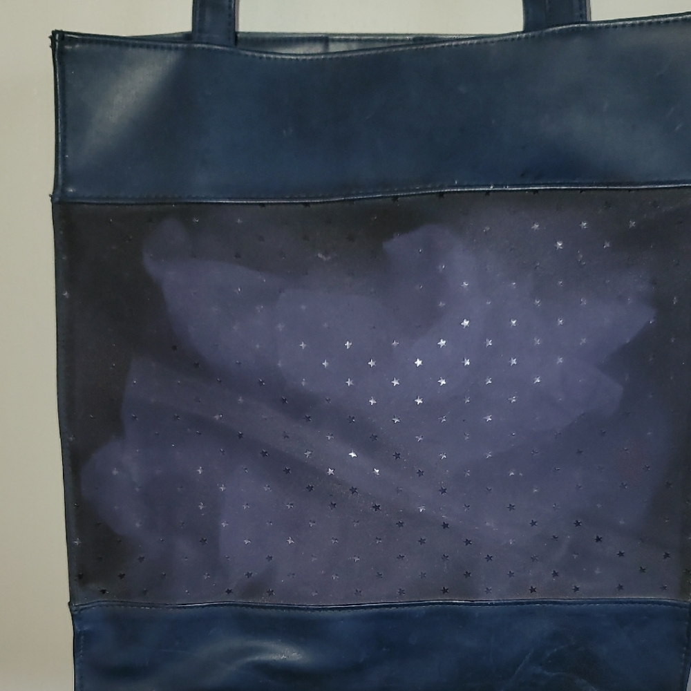 Stylish Midnight Blue Vintage Vinyl Tote Bag